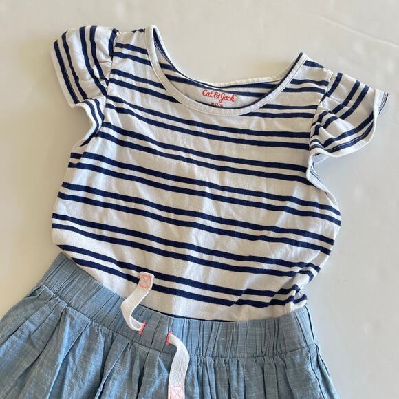 Cat & Jack Black White Stripe Chambray Dress - Medium - Picture 4 of 5